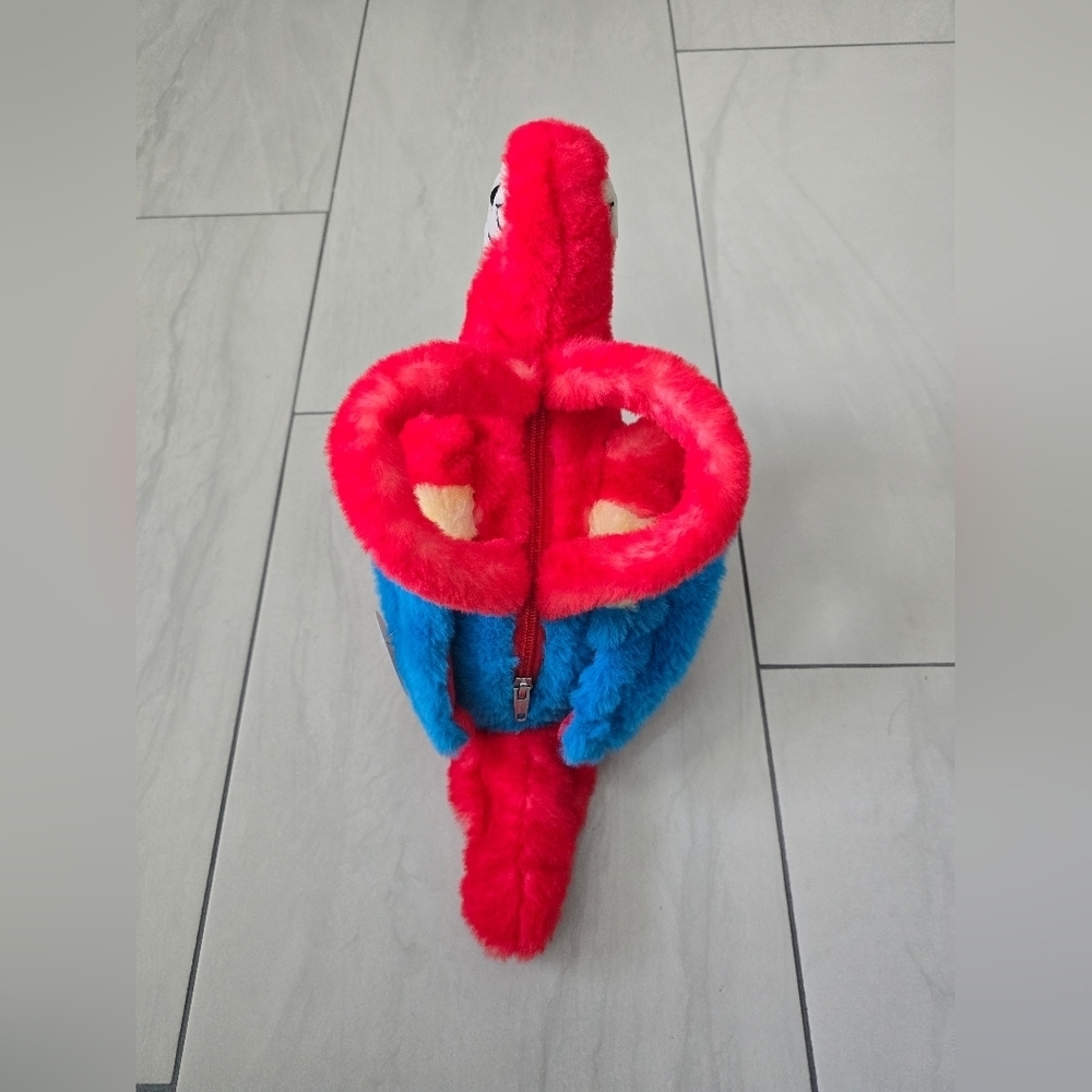 Vibrant Red Plush Parrot Stuffed Animal PURSE - Picture 5 of 7